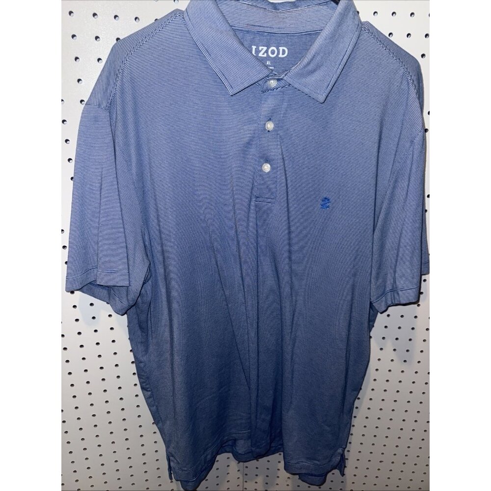 IZOD Advantage Performance Polo Men’s XL Blue Striped Golf Shirt